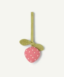 Attache tétine coton imprimé fraise
