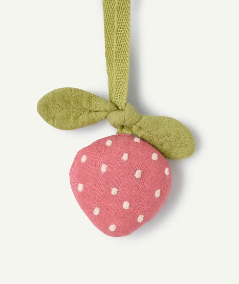 Attache tétine coton imprimé fraise