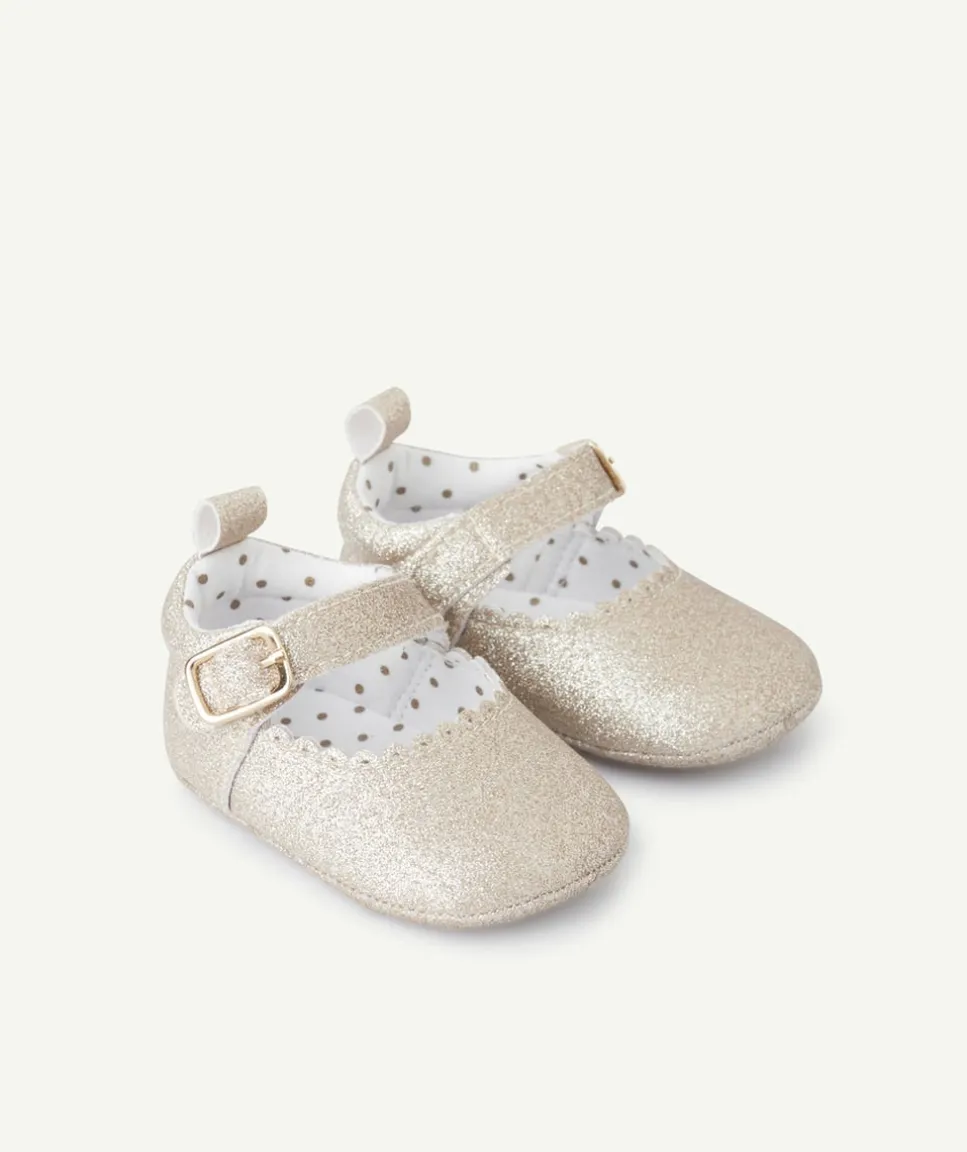 Ballerines bébé fille couleur dorée avec boucle