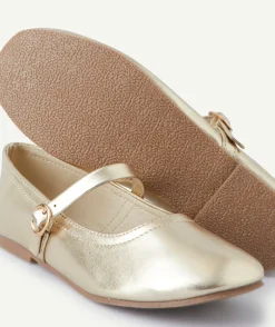 Ballerines fille couleur dorée avec bride