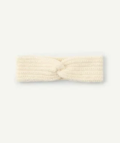 Bandeau bébé fille torsadé en fibres recyclées beige