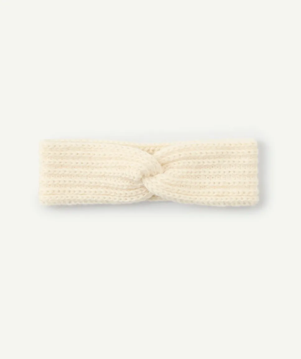 Bandeau bébé fille torsadé en fibres recyclées beige