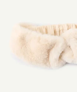 Bandeau fille effet fourrure écru