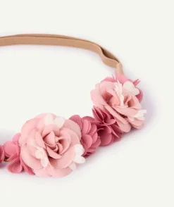 Bandeau fille fleurs roses