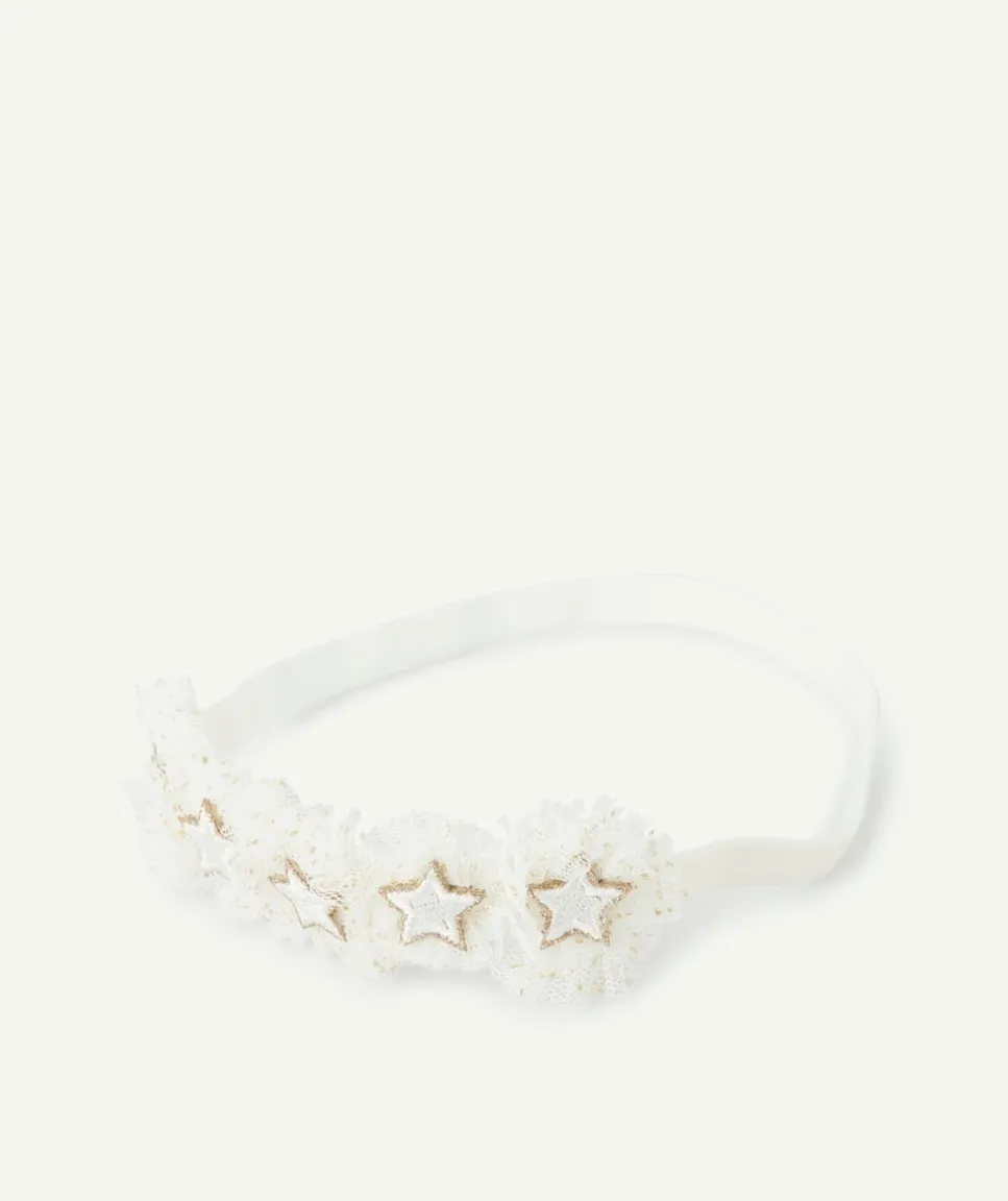 Bandeau pour bébé fille blanc avec étoiles couleur dorée