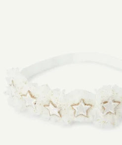 Bandeau pour bébé fille blanc avec étoiles couleur dorée