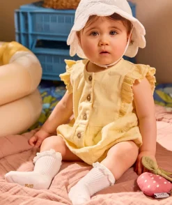 Barboteuse naissance fille jaune