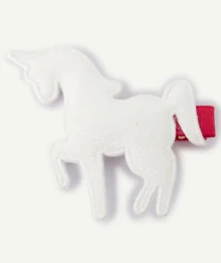 Barrette pince fille licorne blanche