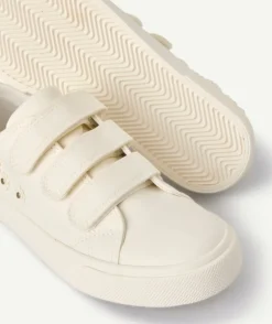 Baskets fille blanches avec fleurs et scratch