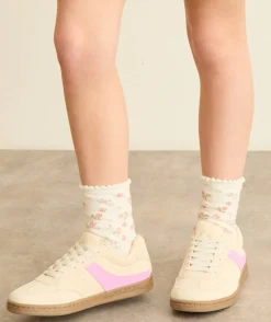 Baskets fille blanches et roses