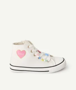 Baskets fille blanches imprimé cœur