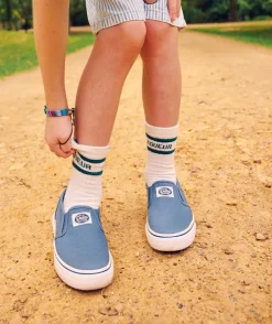 Basket slip on enfant toile bleu