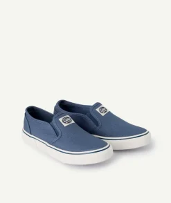 Basket slip on enfant toile bleu