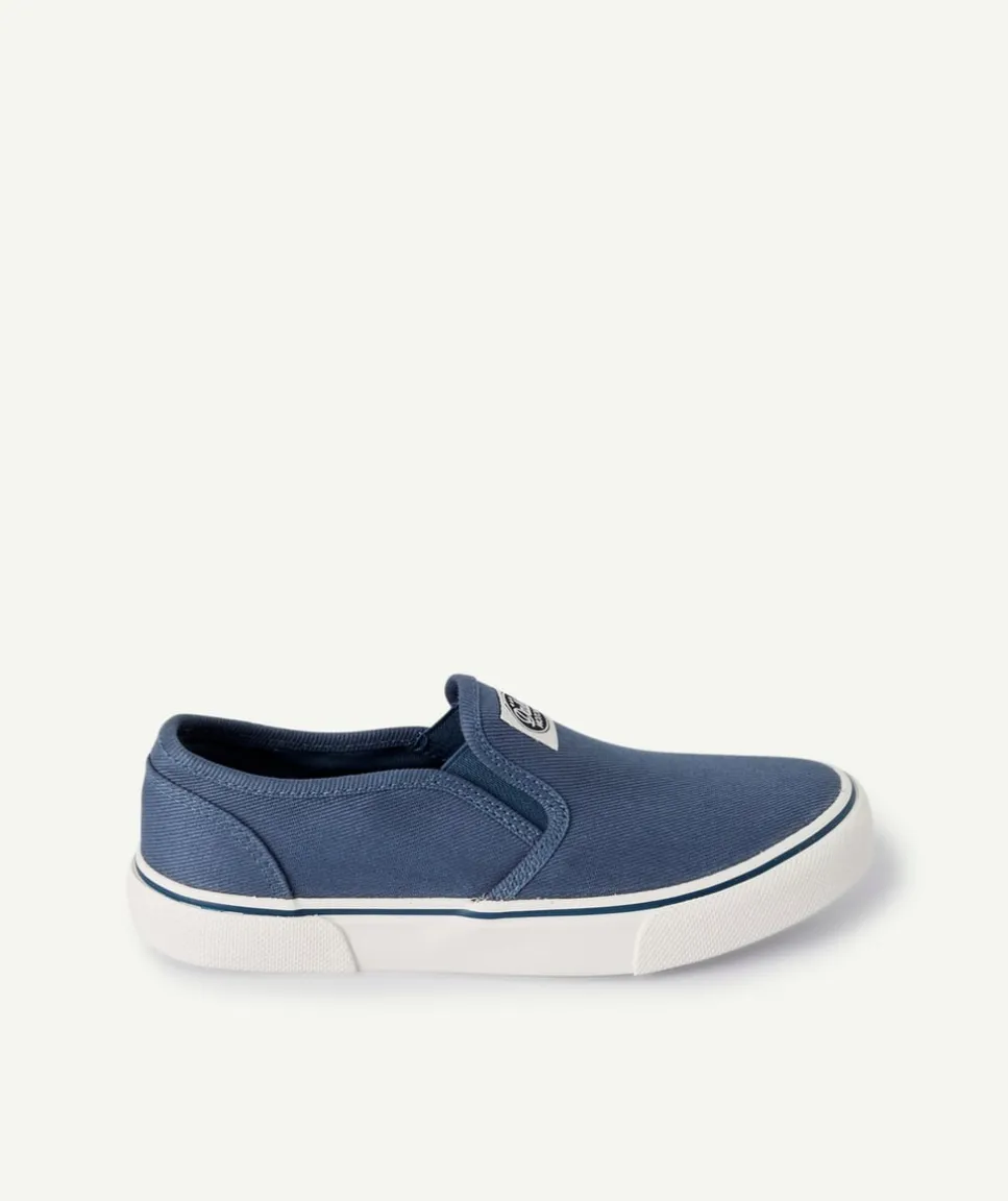 Basket slip on enfant toile bleu
