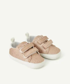 Baskets à scratchs bébé fille roses pailletées