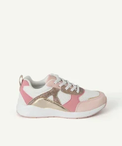 Baskets ville fille roses pailletées lacets