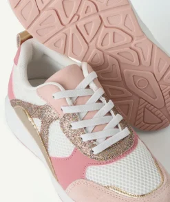 Baskets ville fille roses pailletées lacets