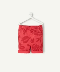 Bermuda chino bébé garçon rouge imprimé tropical