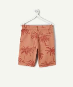 Bermuda chino garçon orange imprimé palmiers