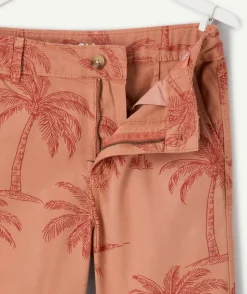 Bermuda chino garçon orange imprimé palmiers