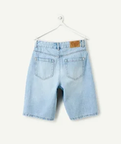 Bermuda fille droit bleu délavé