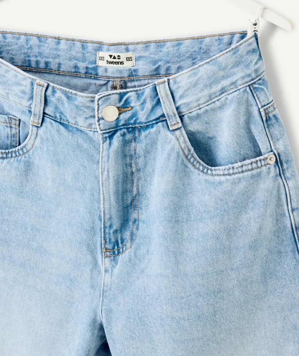 Bermuda fille droit bleu délavé