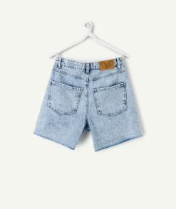 Bermuda fille droit denim bleu