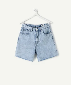 Bermuda fille droit denim bleu