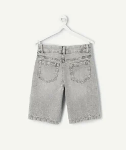 Bermuda garçon baggy denim gris