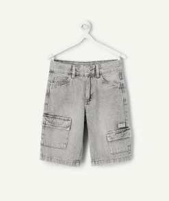 Bermuda garçon baggy denim gris