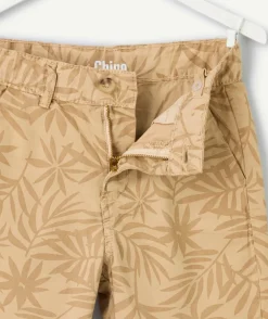 Bermuda garçon beige imprimé palmiers