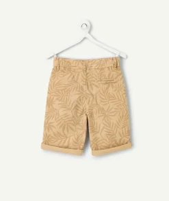 Bermuda garçon beige imprimé palmiers