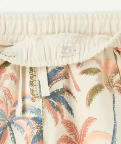 Bermuda garçon droit imprimé palmiers taille élastique