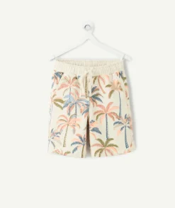 Bermuda garçon droit imprimé palmiers taille élastique