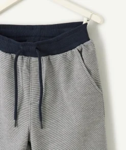 Bermuda garçon en coton gris et noir