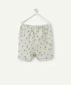 bermuda naissance blanc en coton imprimé palmiers