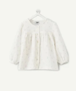 Blouse bébé fille blanche imprimé fleurs