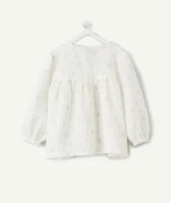 Blouse bébé fille blanche imprimé fleurs