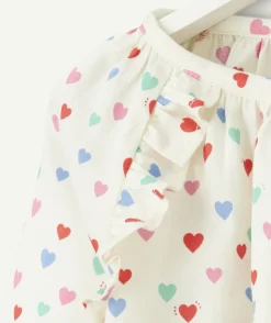 Blouse bébé fille écrue avec imprimé coeurs colorés