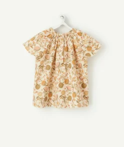 Blouse bébé fille en coton avec col bardot et imprimé
