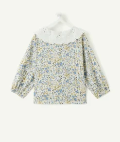 Blouse bébé fille fleurie col broderie
