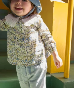 Blouse bébé fille fleurie col broderie