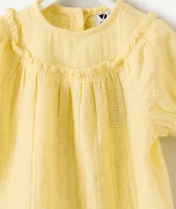Blouse bébé fille jaune avec volants