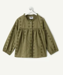 Blouse bébé fille kaki broderie