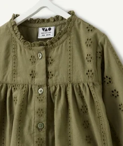 Blouse bébé fille kaki broderie