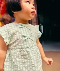 Blouse bébé fille vert vichy