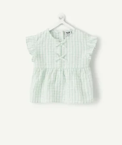 Blouse bébé fille vert vichy