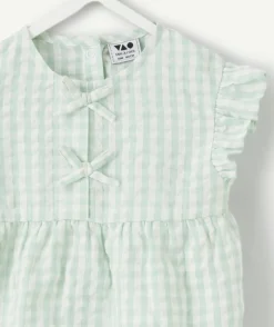 Blouse bébé fille vert vichy