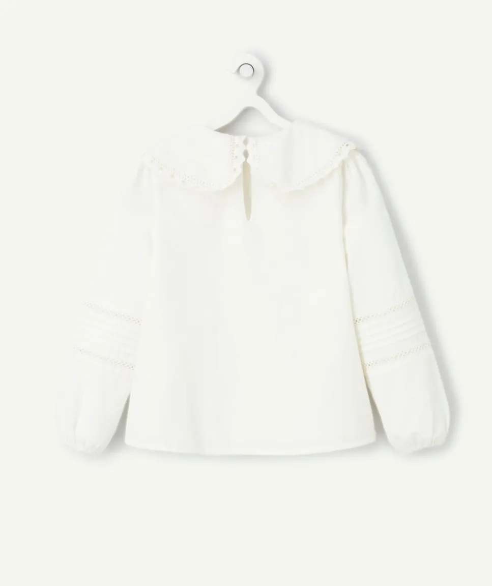 Blouse blanche fille à col claudine