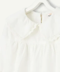 Blouse blanche fille à col claudine